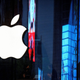 The Apple logo is seen on the window of the newly opened company store in Bangkok on Sept. 23.